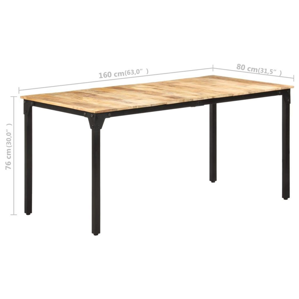 VIDAXL Table de salle a manger 160x80x76 cm Bois de manguier brut