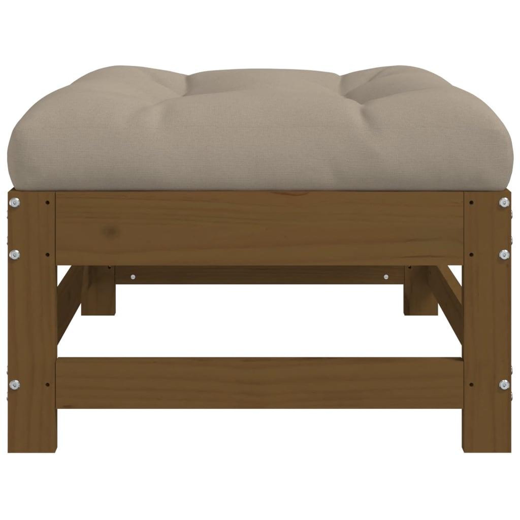 Voir la diapositive 4 : VIDAXL Repose-pied de jardin et coussin marron miel bois de pin massif