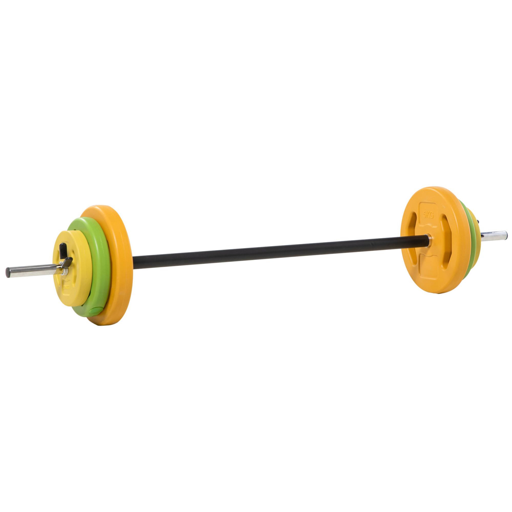 HOMCOM Ensemble haltères et barre 20 kg - musculation réglable - entraînement musculaire & haltérophilie
