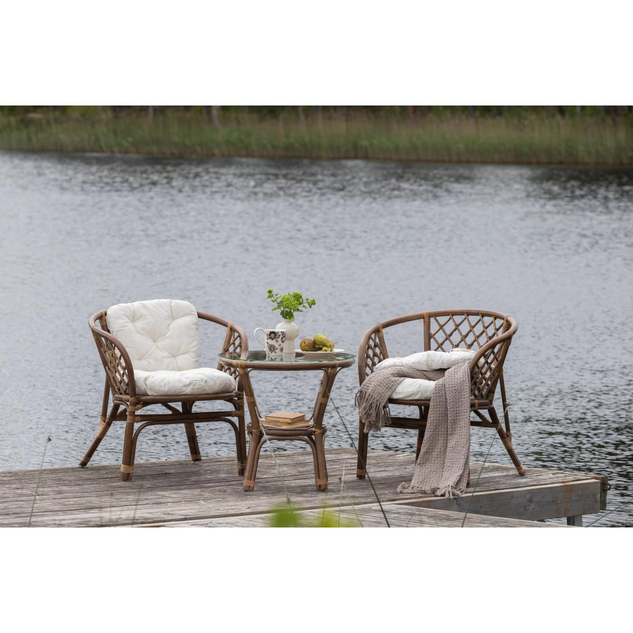 Voir la diapositive 6 : Paris Prix Ensemble table de jardin & 2 fauteuils  wera  55cm noyer