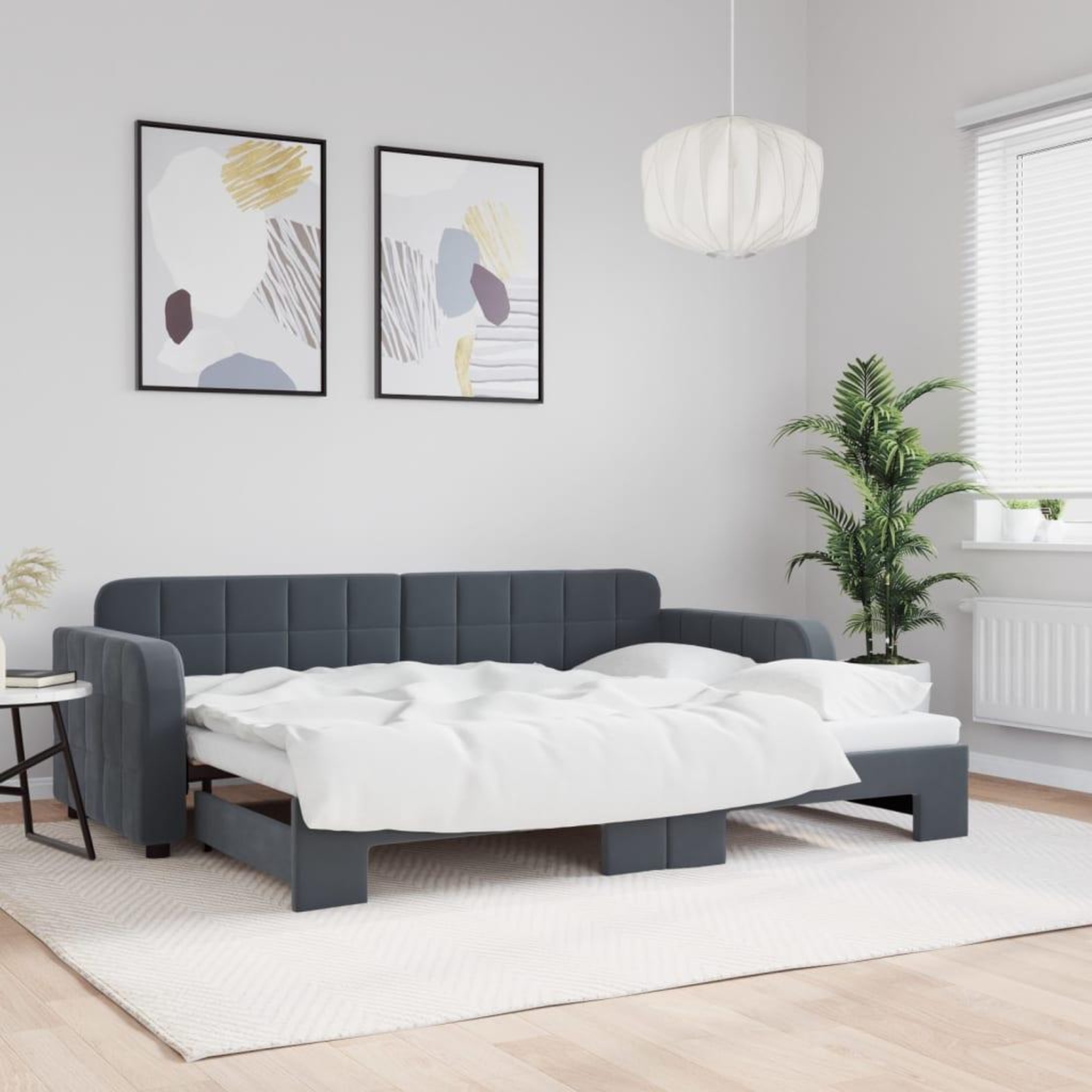 VIDAXL Lit de jour avec gigogne sans matelas gris fonce 80x200 cm