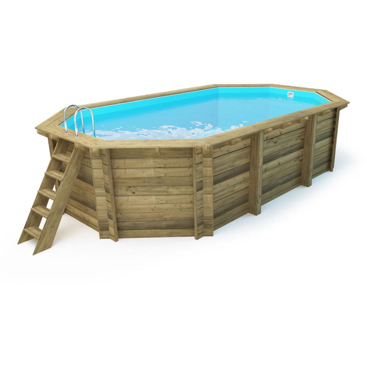 Habitat et Jardin Piscine bois   Miami 120   - 4.86 x 3.36 x 1.20 m + Bâche à bulles 180 µ + Bâche hiver 280 gr/m²