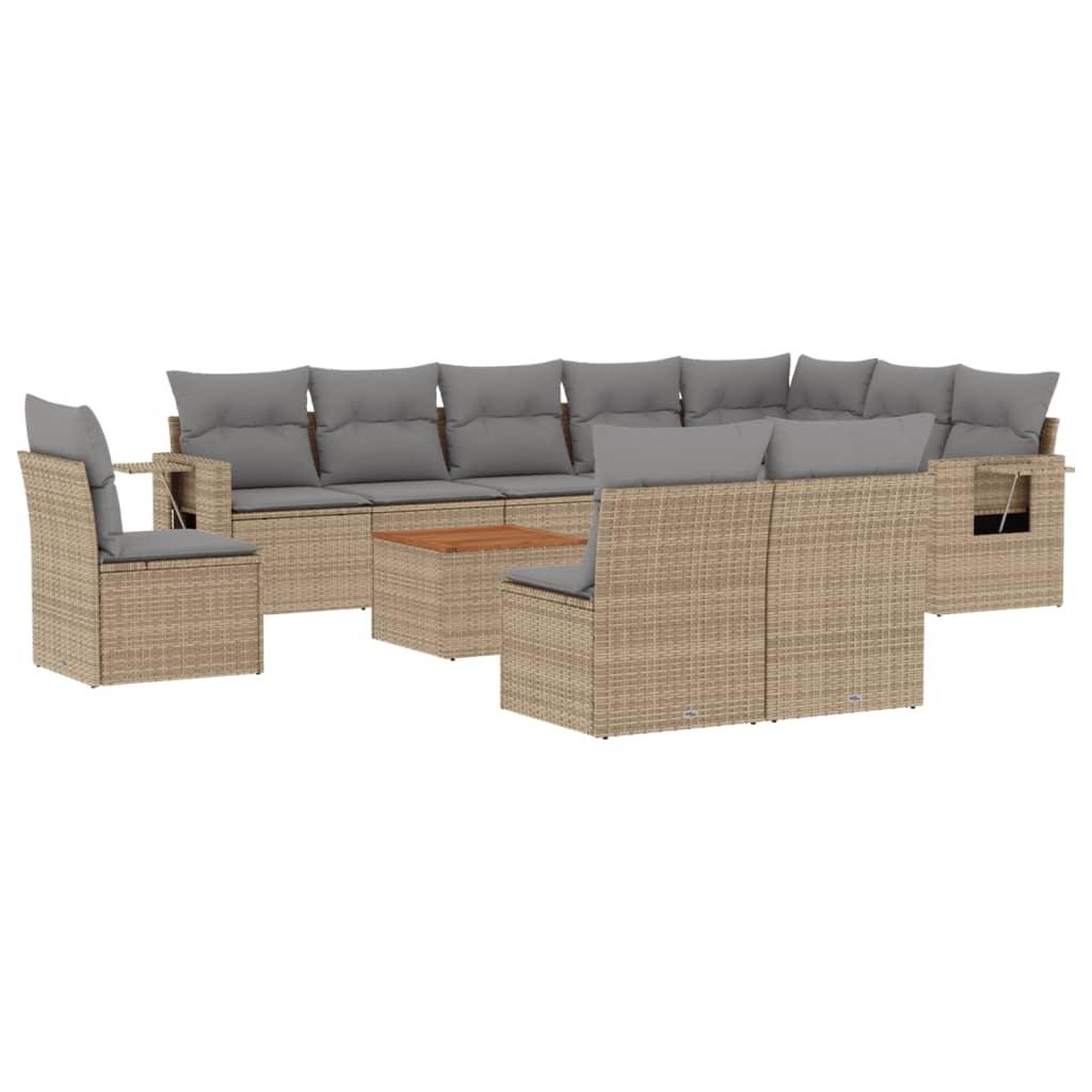 Voir la diapositive 2 : VIDAXL Salon de jardin et coussins 11 pcs melange beige resine tressee