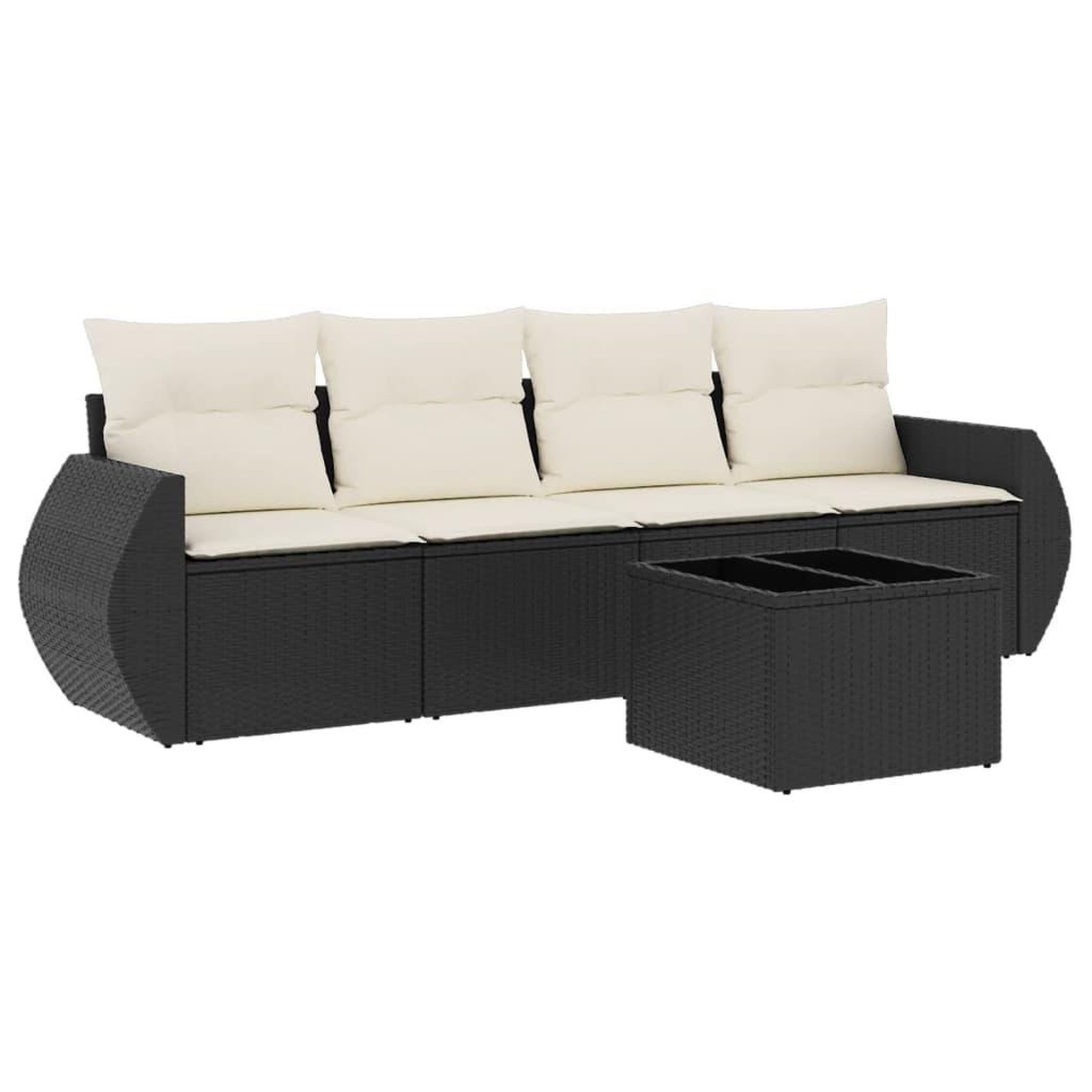 Voir la diapositive 2 : VIDAXL Salon de jardin 5 pcs avec coussins noir resine tressee