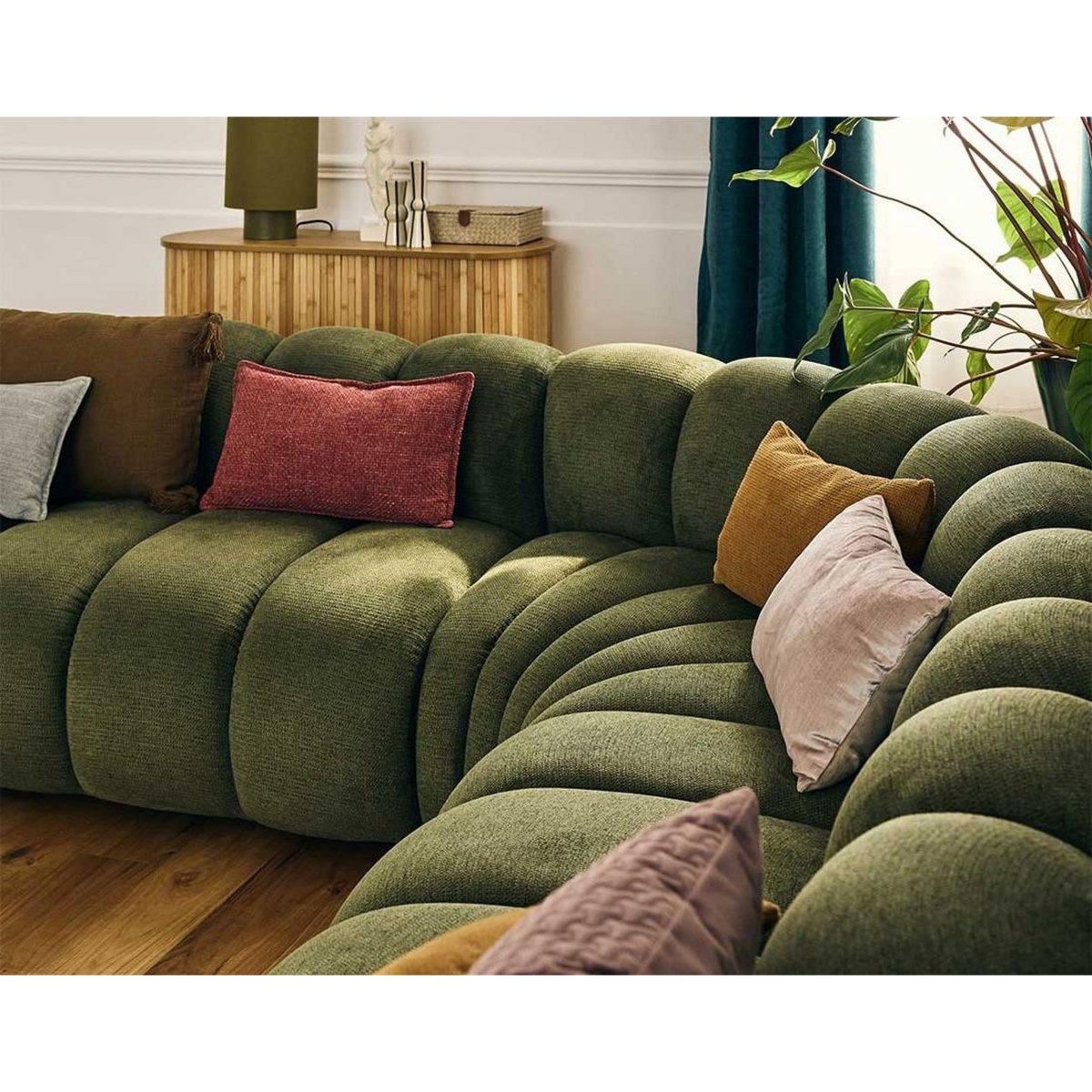 LISA DESIGN Debbie - canapé modulable d'angle gauche 5 places en tissu texturé