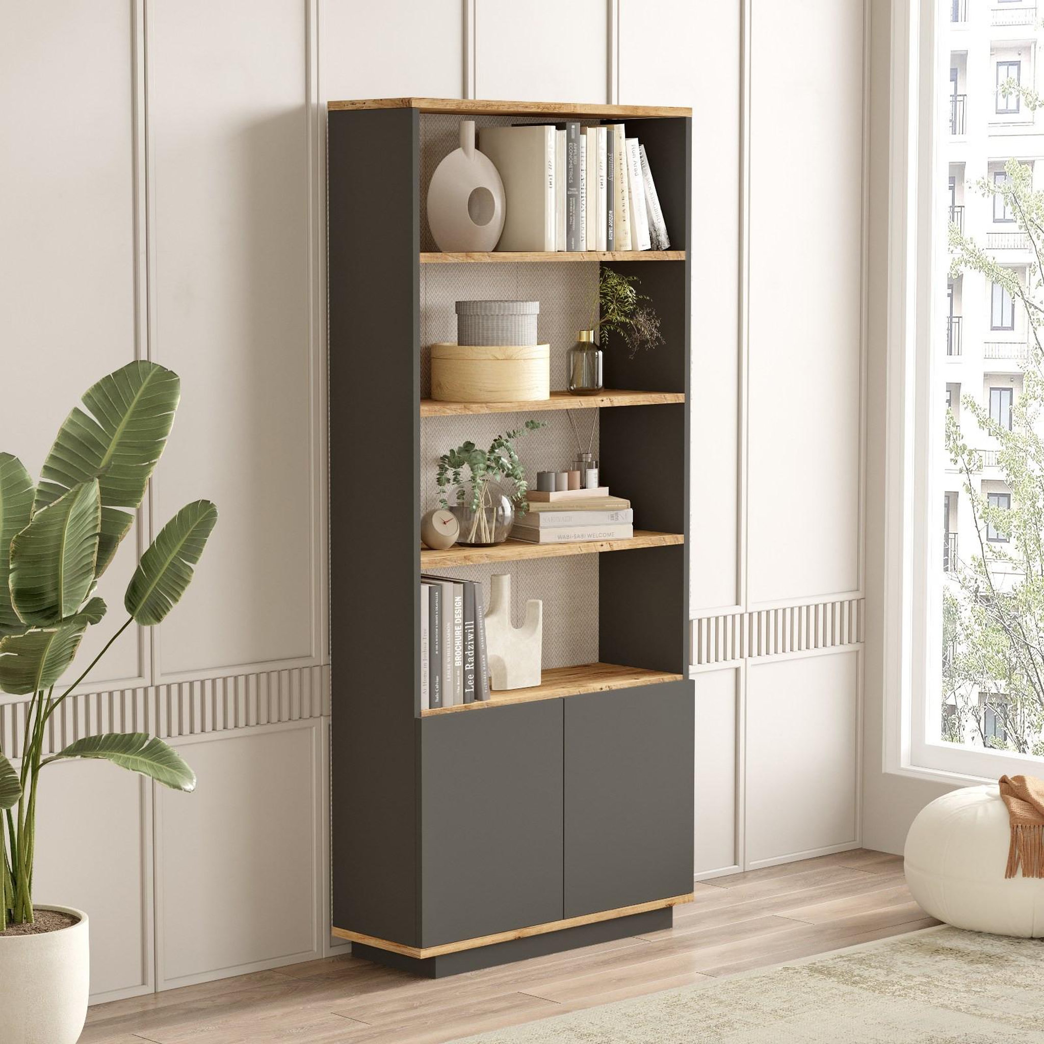 Voir la diapositive 3 : Habitat et Jardin Bibliothèque en bois  forlan  75 x 26,8 x 168,3 cm - pin atlantique