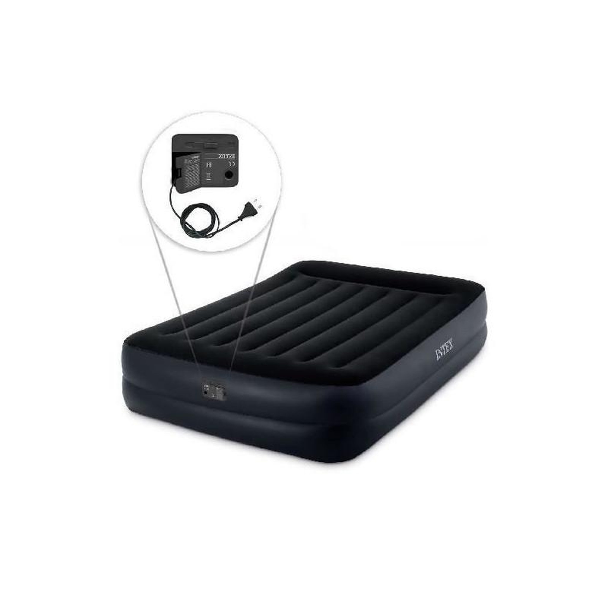 Voir la diapositive 4 : INTEX Matelas gonflable électrique 2 places  fibertech  bleu