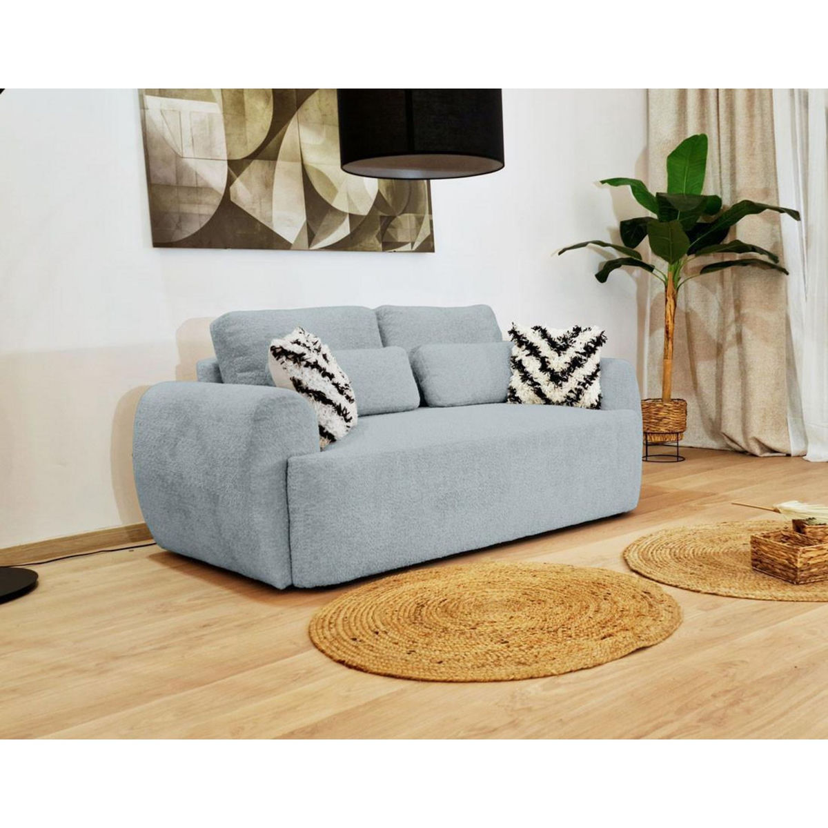 BEST MOBILIER Mahina - canapé droit 2 places - en tissu bouclette