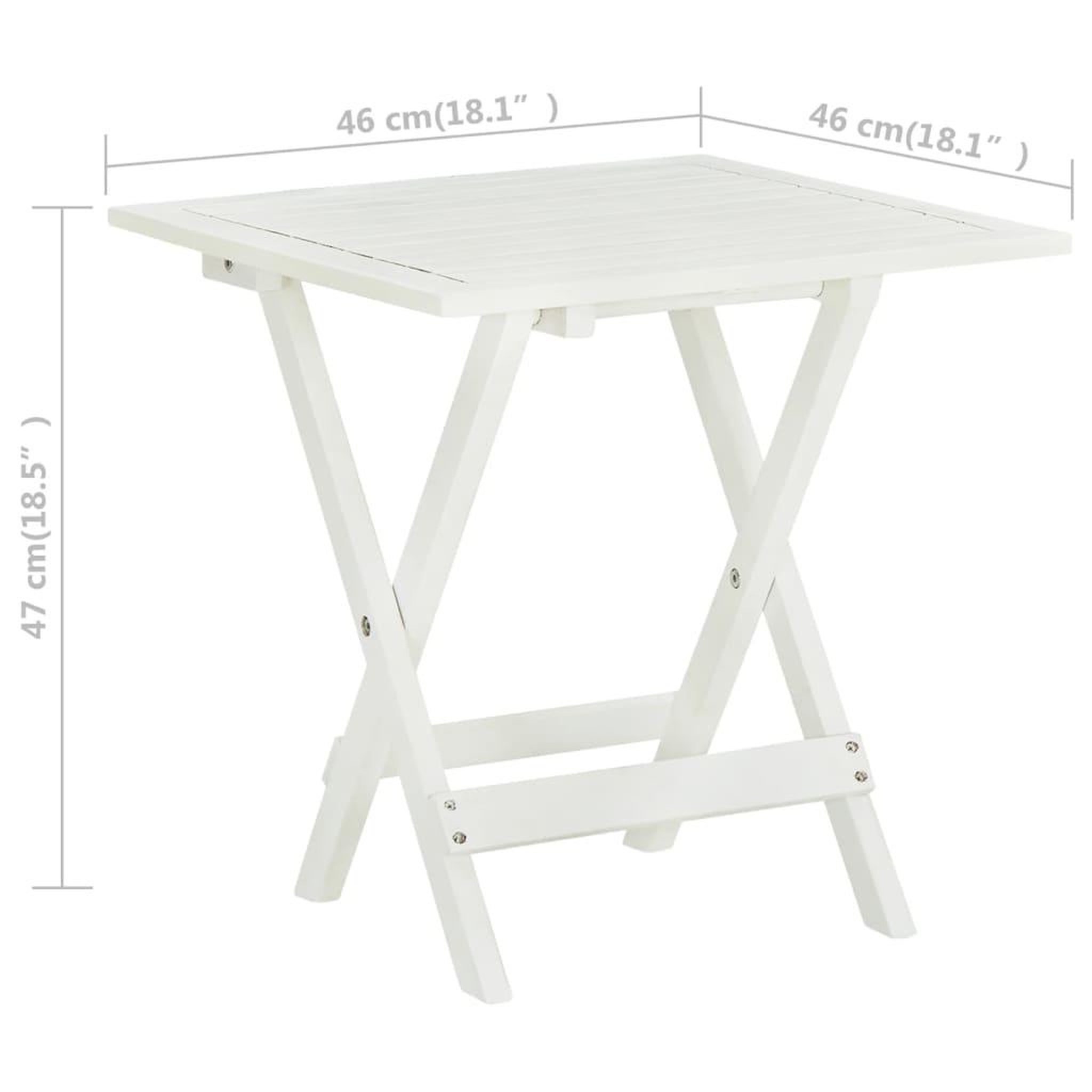 Voir la diapositive 6 : VIDAXL Table de bistro Blanc 46x46x47 cm Bois d'acacia massif