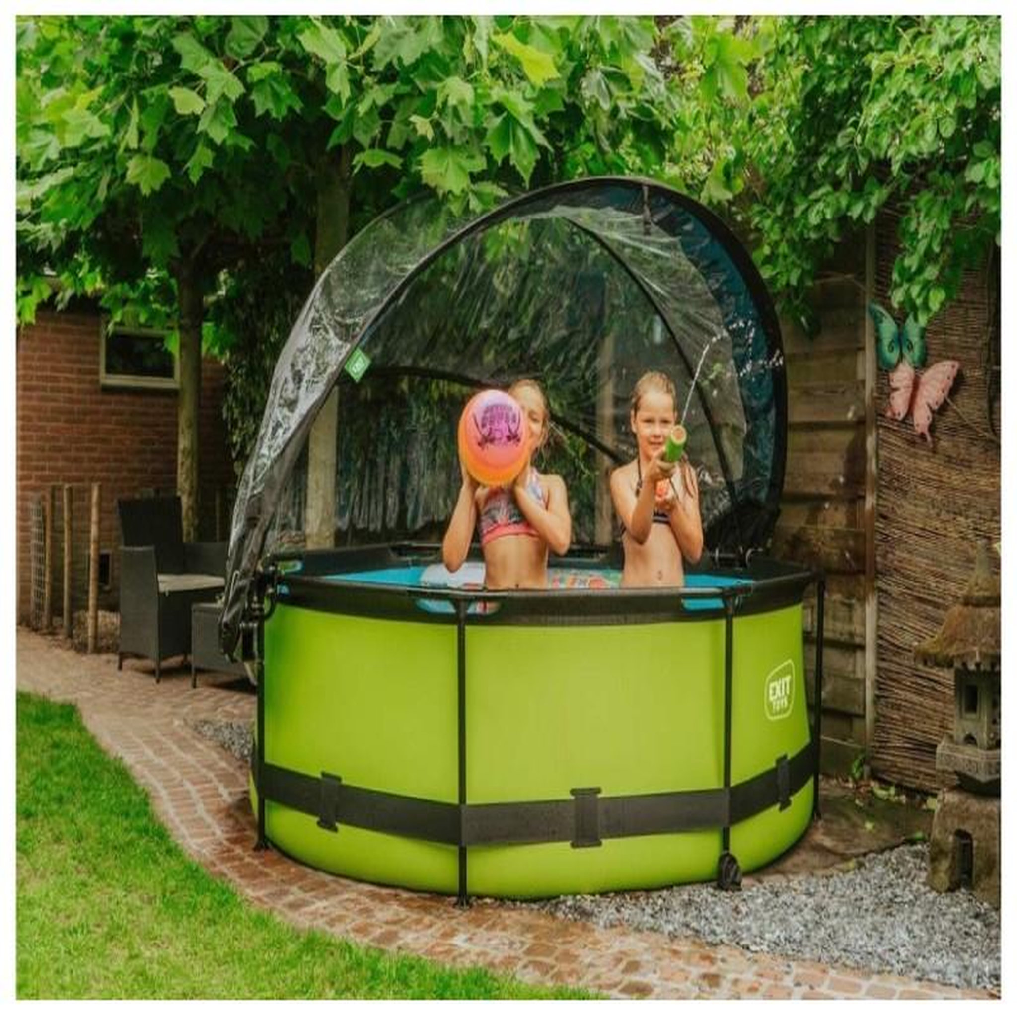 Voir la diapositive 3 : EXIT TOYS Dôme pour piscine tubulaire ronde de Ø 2,40 à 2,55 m - Exit Toys