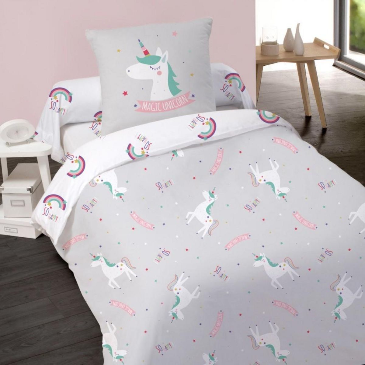 Dourev Housse de couette 140x200 MAGIC UNICORN + 1 taie