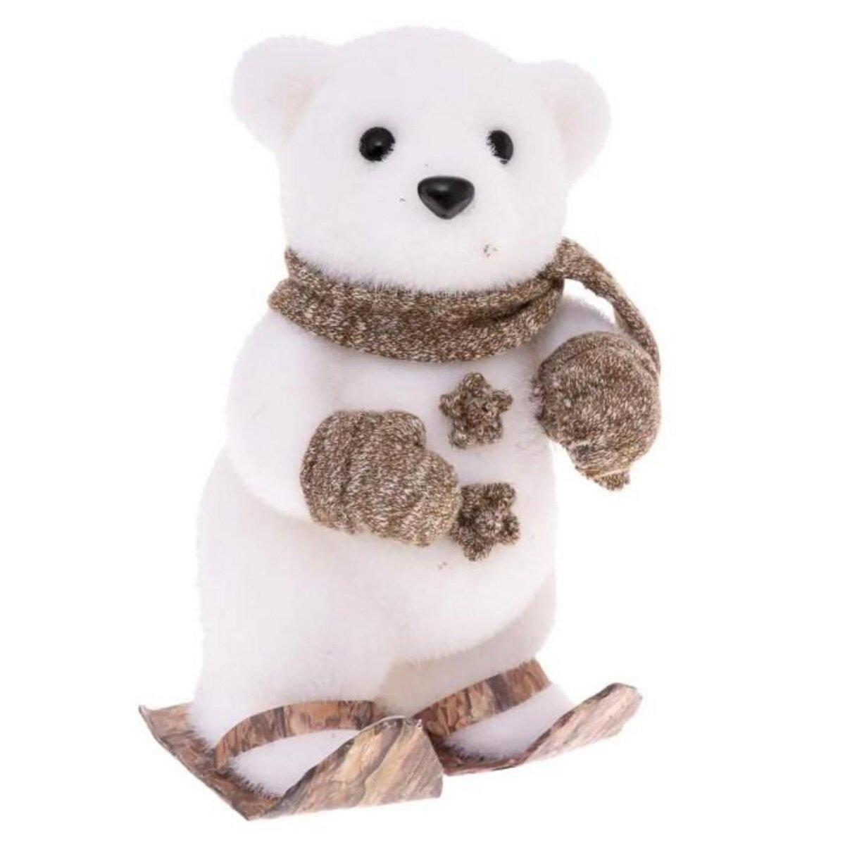 ATMOSPHERA Ours sur Ski  Marron Glacé  23cm Blanc & Marron