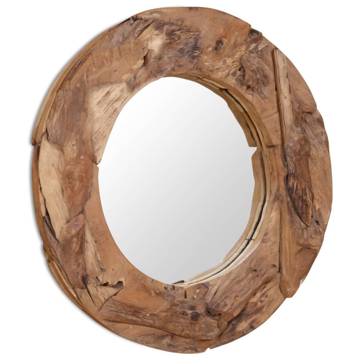 VIDAXL Miroir decoratif Teck 80 cm Rond