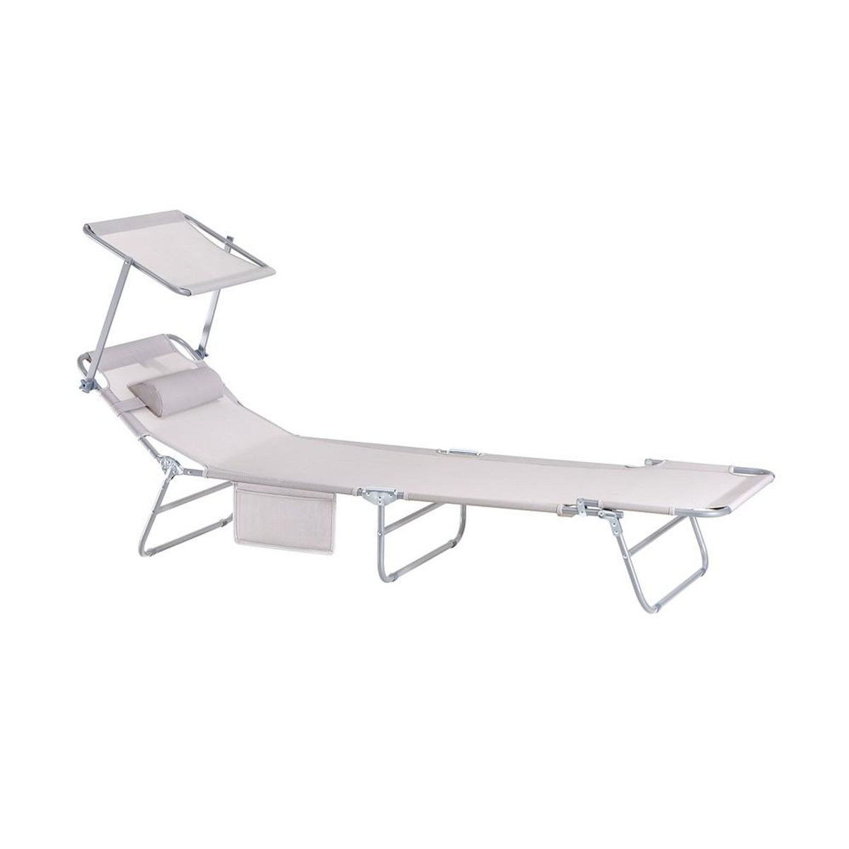 SOBUY SoBuy - Lot de 2 bains de soleil - Beige - 215x72x90cm - Moderne - OGS48-MIx2