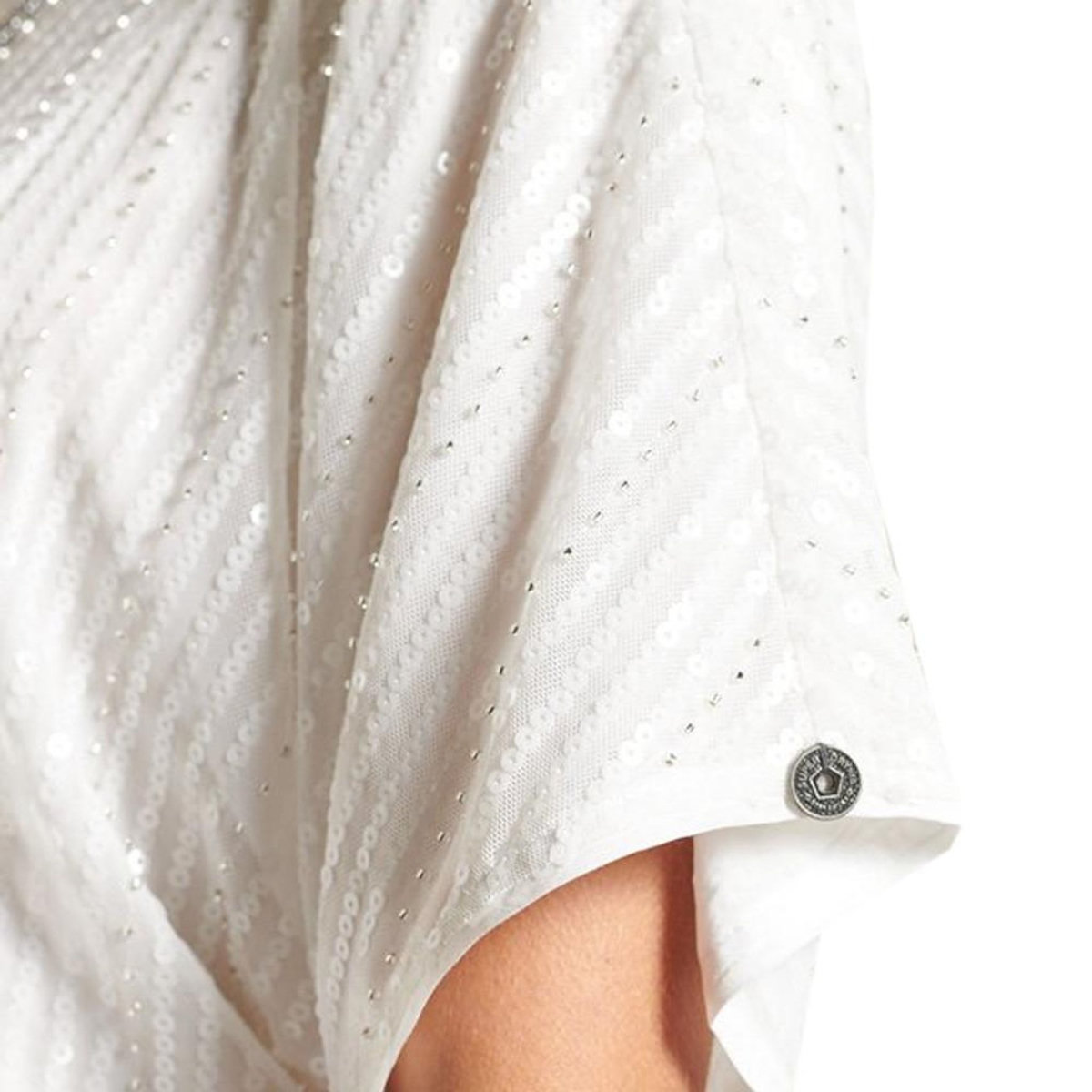 SUPERDRY Robe Blanche à sequins Femme Superdry
