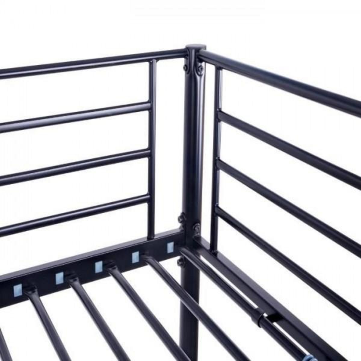 MARKET24 Lit mezzanine en métal ELIOT - Noir - Sommier inclus - 140 x 200 cm