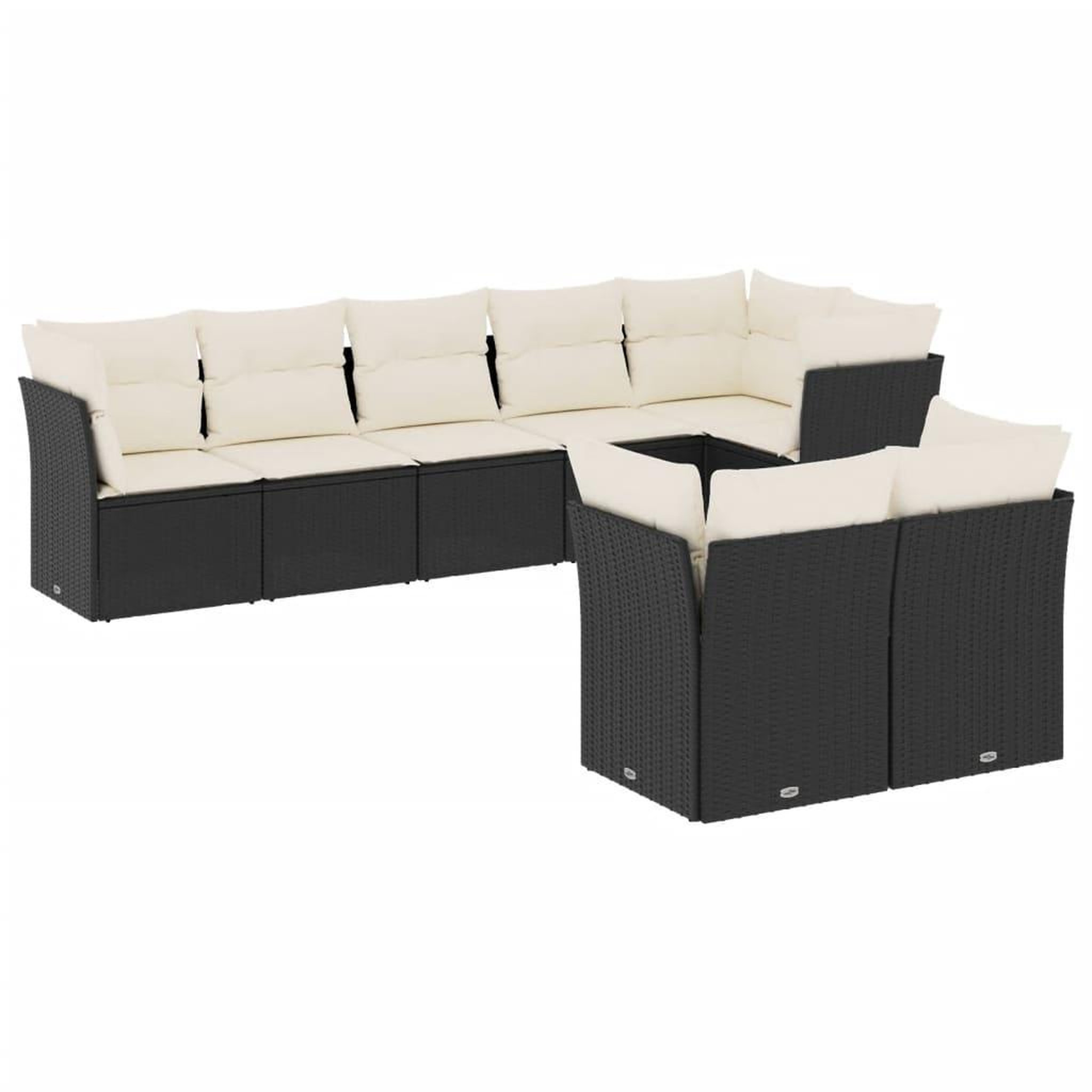 Voir la diapositive 2 : VIDAXL Salon de jardin 8 pcs avec coussins noir resine tressee