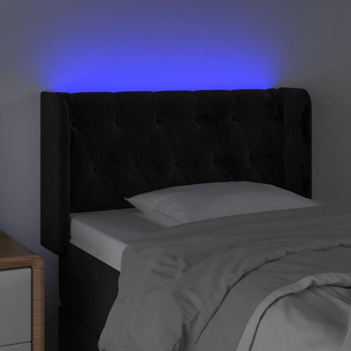 VIDAXL Tete de lit a LED Noir 83x16x78/88 cm Velours