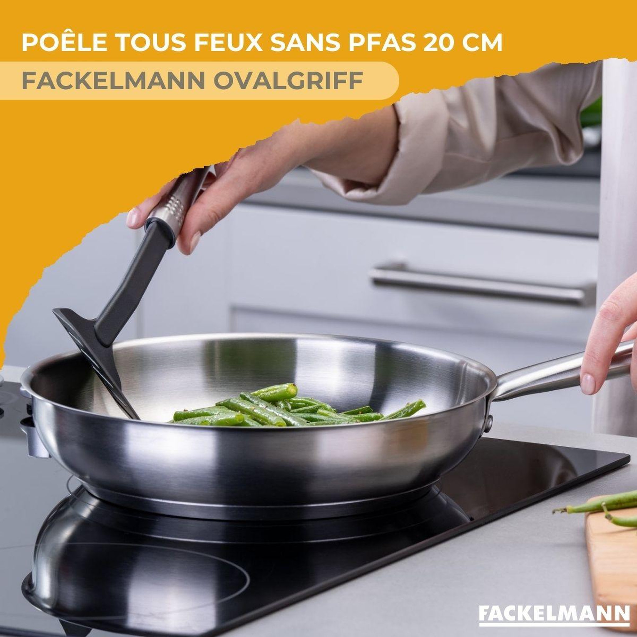 Voir la diapositive 2 : Fackelmann Poêle 20 cm en inox 18/8 fackelmann ovalgriff