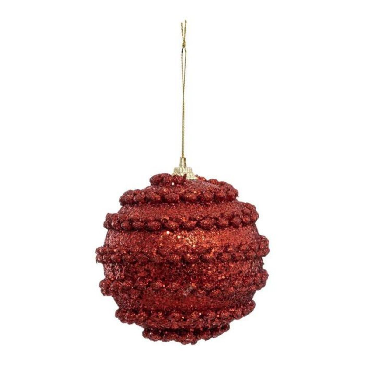 ATMOSPHERA Lot de 4 Boules de Noël Maille  Soir  8cm Rouge