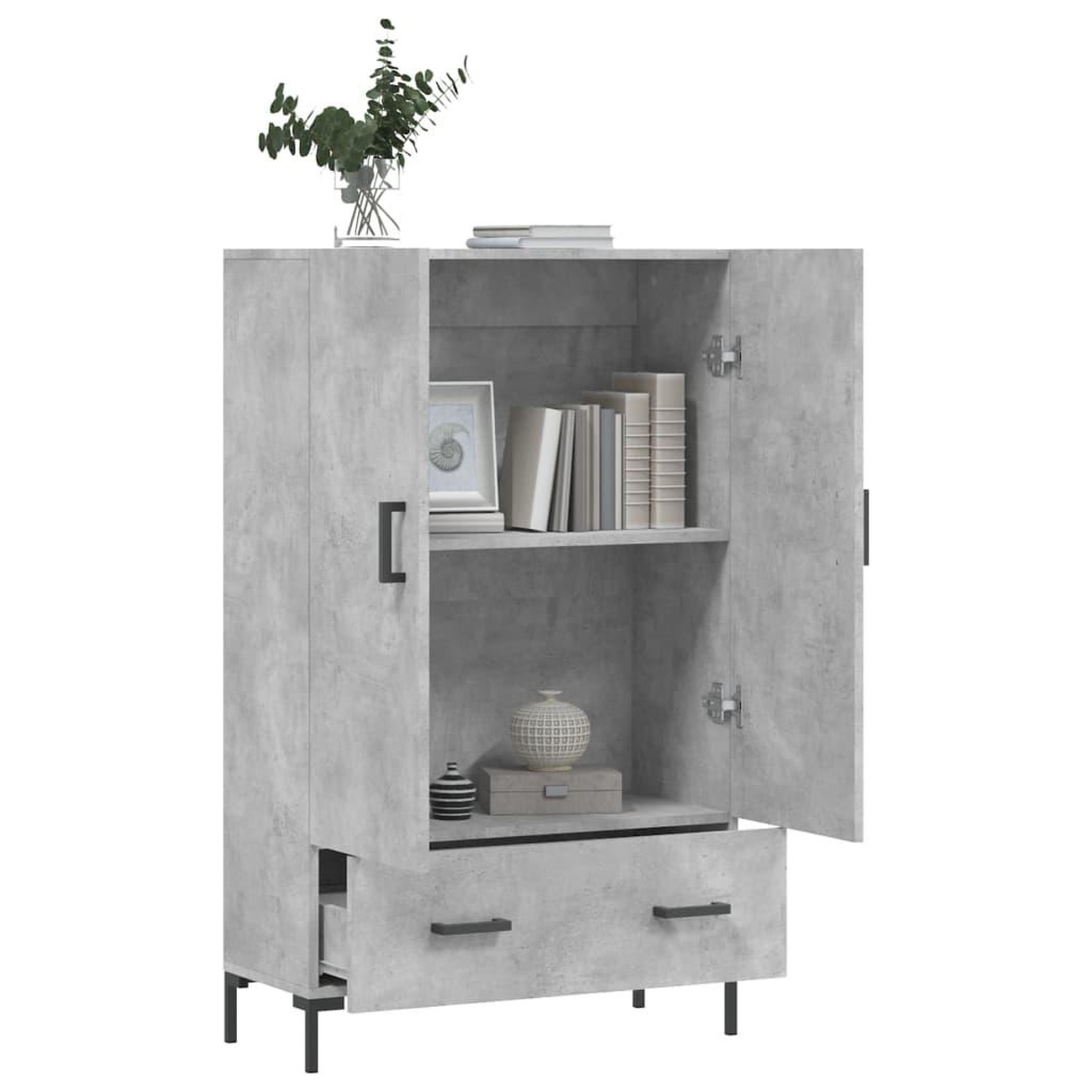 Voir la diapositive 4 : VIDAXL Buffet haut gris beton 69,5x31x115 cm bois d'ingenierie