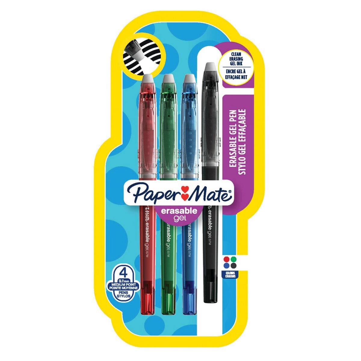 PAPERMATE  Lot de 4 stylos gel effaçables Replay Premium coloris assortis