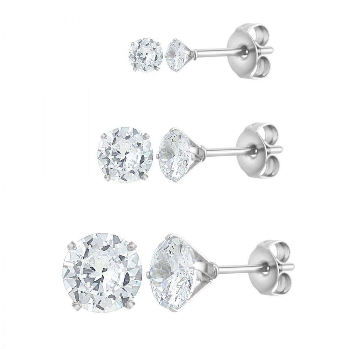 SC CRYSTAL Lot de 3 paires de boucles d'oreilles SC Crystal ornées de Zirconium