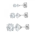 SC CRYSTAL Lot de 3 paires de boucles d'oreilles SC Crystal ornées de Zirconium