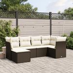 VIDAXL Salon de jardin avec coussins 6 pcs marron resine tressee