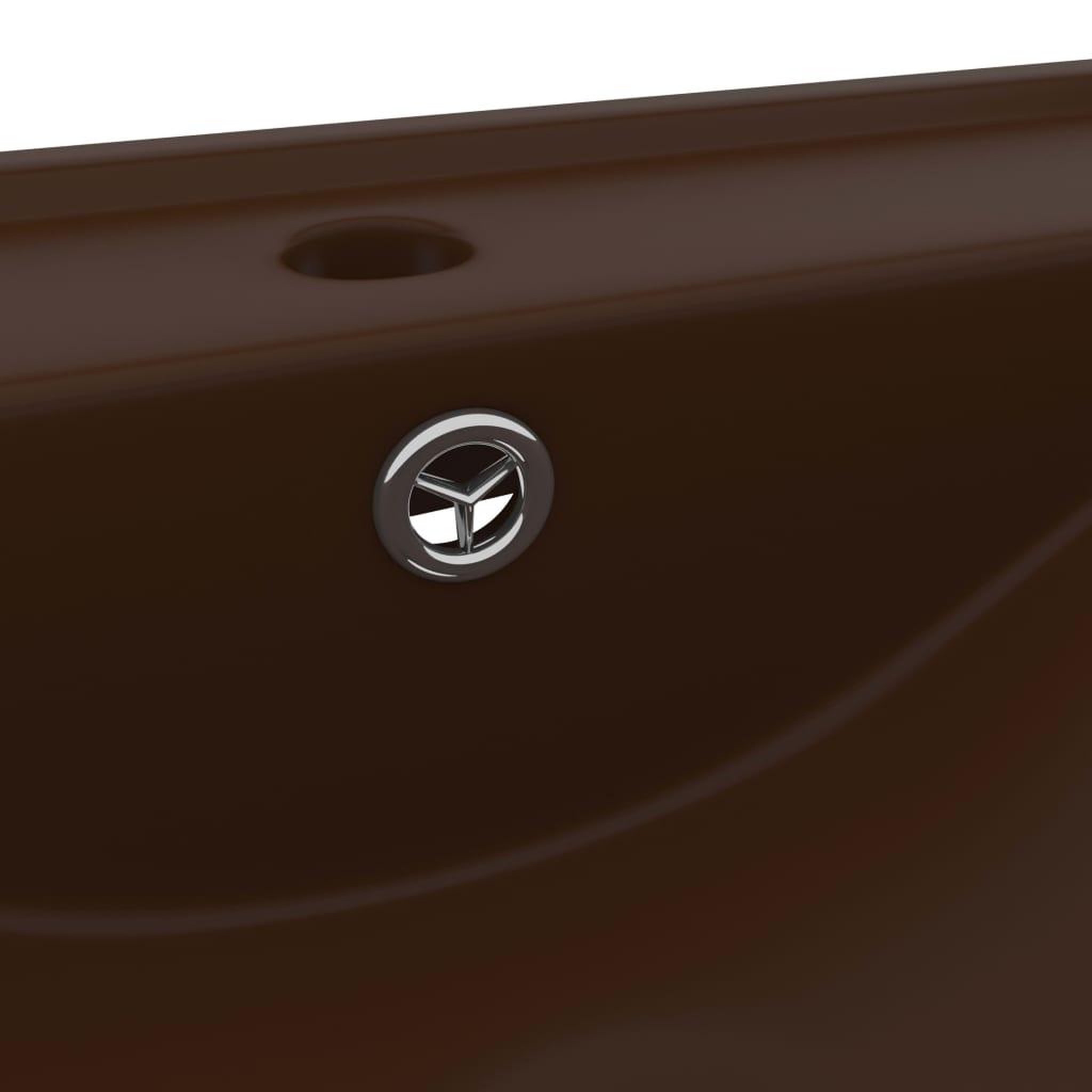 Voir la diapositive 5 : VIDAXL Lavabo avec trou de robinet Marron fonce mat 60x46 cm Ceramique
