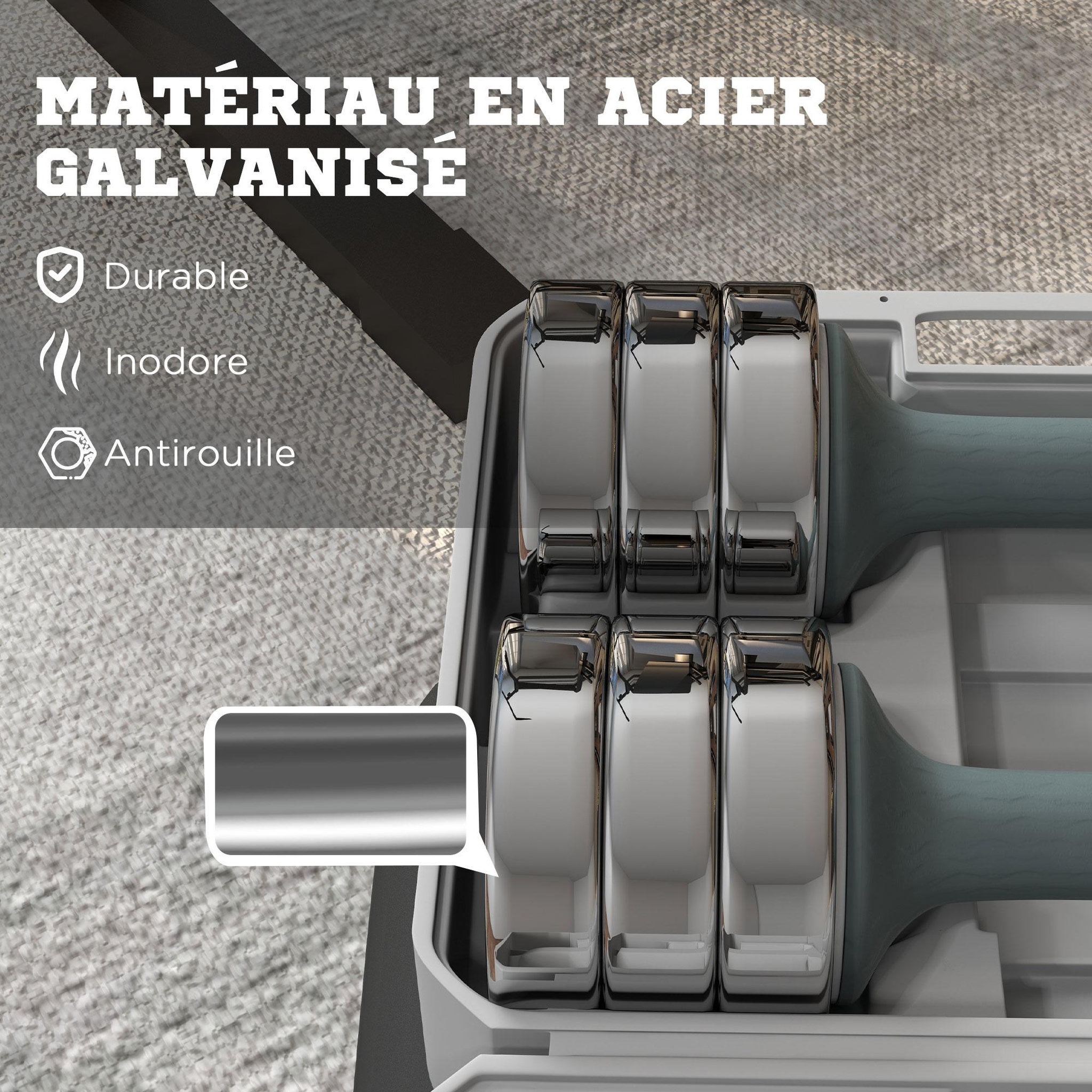 Voir la diapositive 6 : HOMCOM Ensemble de 2 haltères courtes total 20 Kg - 4 poids de 1,5 Kg avec mallette - entraînement musculaire & haltérophilie - acier PU gris