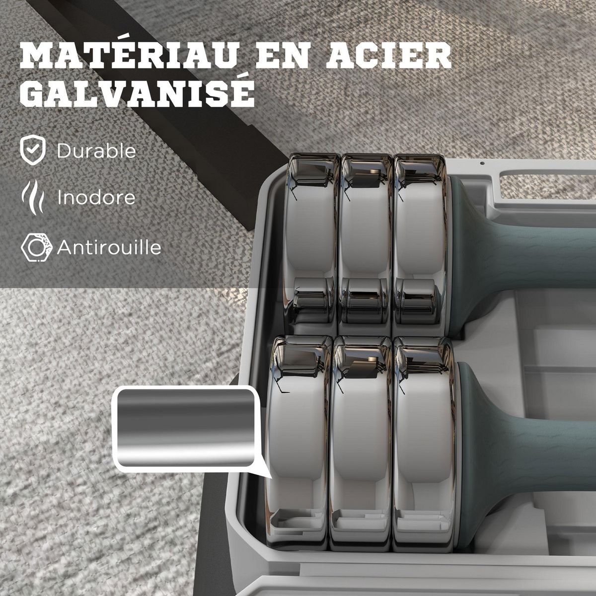 HOMCOM Ensemble de 2 haltères courtes total 20 Kg - 4 poids de 1,5 Kg avec mallette - entraînement musculaire & haltérophilie - acier PU gris