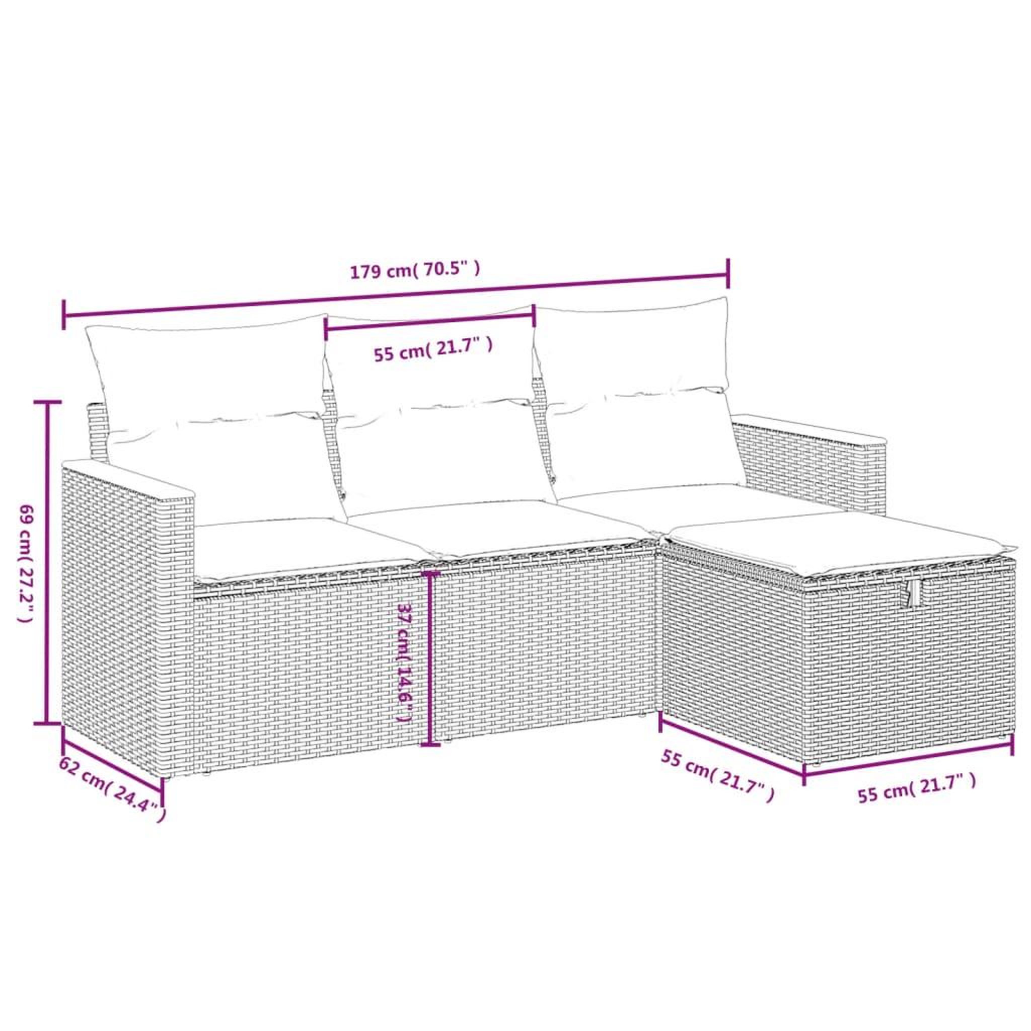 Voir la diapositive 4 : VIDAXL Salon de jardin 4 pcs avec coussins noir resine tressee