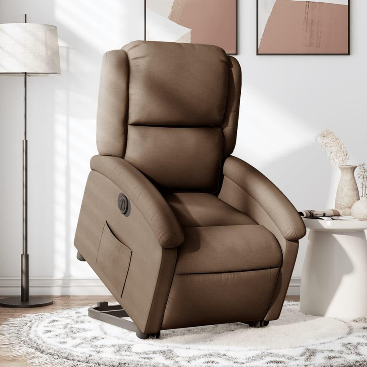 VIDAXL Fauteuil inclinable electrique marron tissu