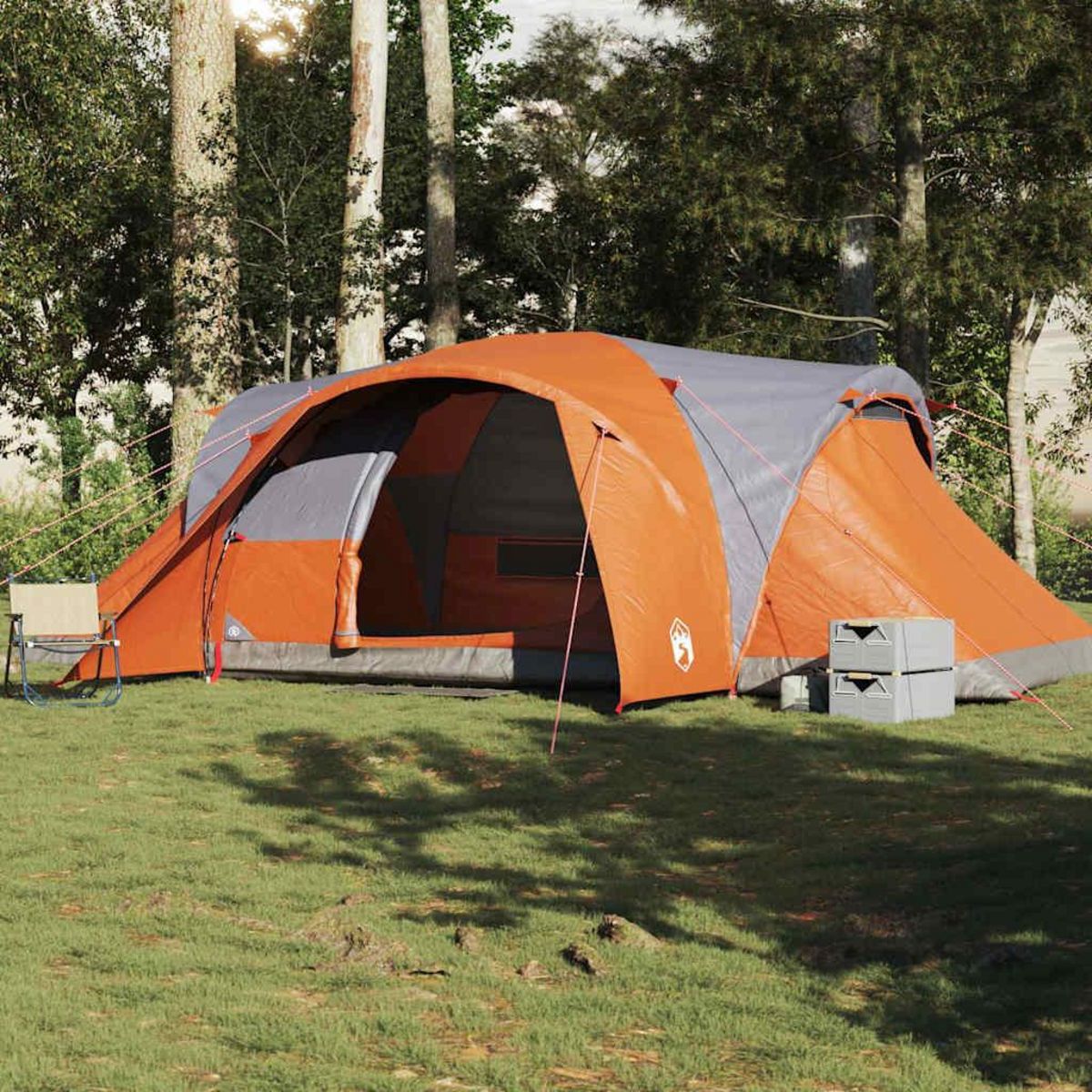 VIDAXL Tente familiale a dome 6 personnes gris et orange impermeable