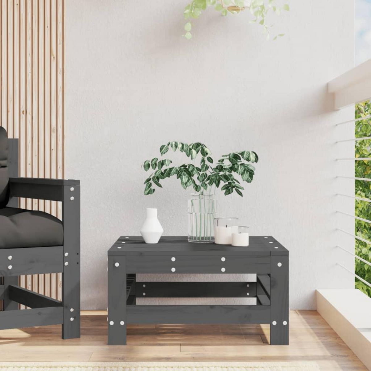 VIDAXL Repose-pied de jardin gris bois de pin massif