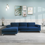 Voir la diapositive 5 : CONCEPT USINE Canapé d'angle gauche 4-5 places en velours bleu GALWAY
