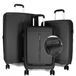 David Jones Lot 3 valises rigides dont 1 cabine porte-ordinateur 17  TSA. Coloris disponibles : Gris, Noir, Marron