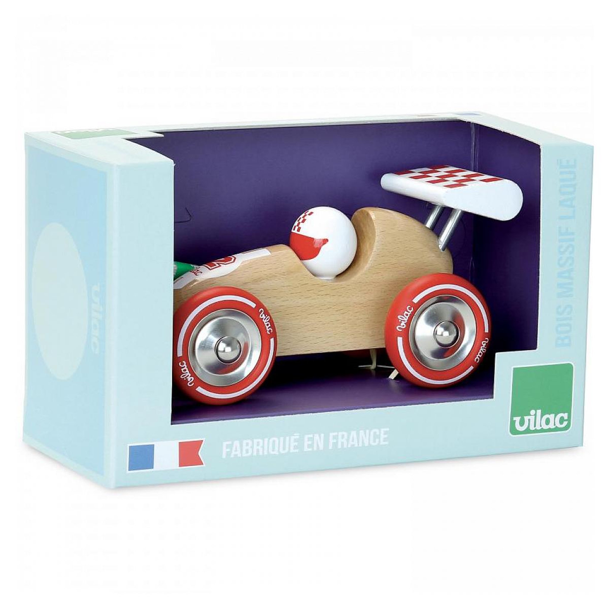 Voir la diapositive 3 : Vilac Voiture de course à trainer bois naturel