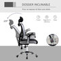 Voir la diapositive 6 : VINSETTO Vinsetto Chaise de bureau manager grand confort réglable dossier inclinable piètement chromé tissu maille polyester gris noir