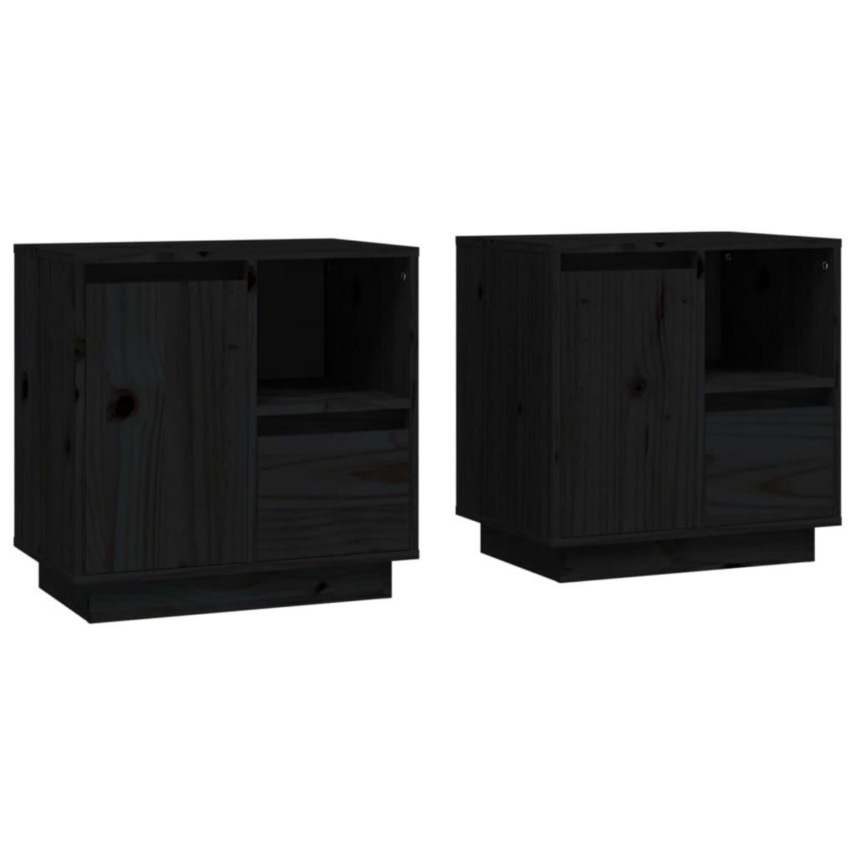 VIDAXL Tables de chevet 2 pcs Noir 50x34x50 cm Bois de pin massif