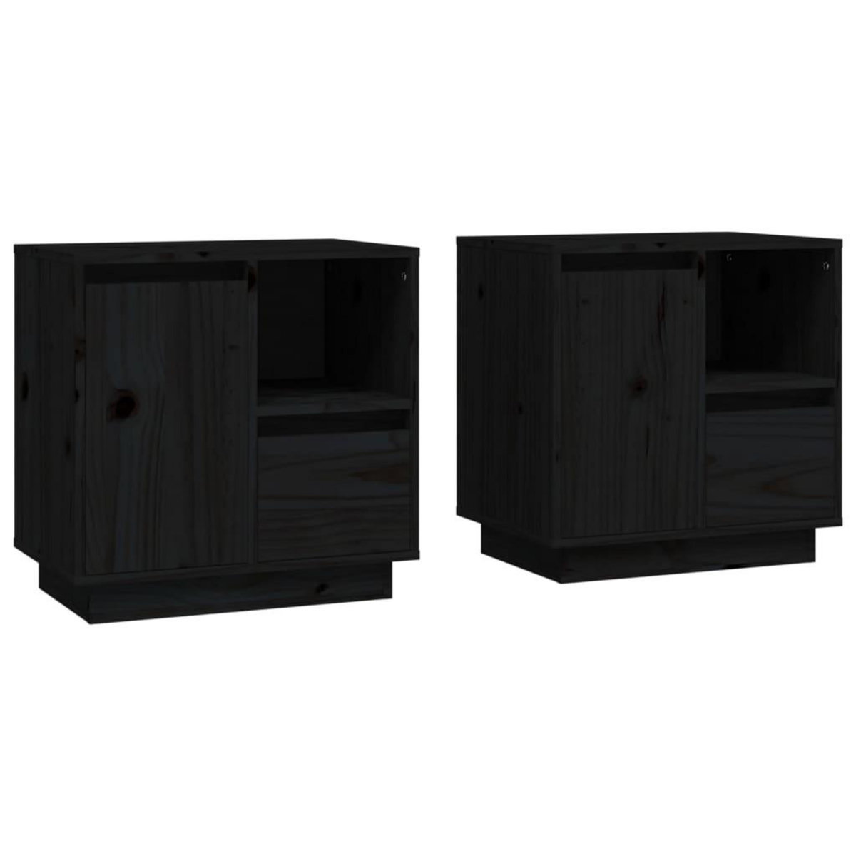 VIDAXL Tables de chevet 2 pcs Noir 50x34x50 cm Bois de pin massif