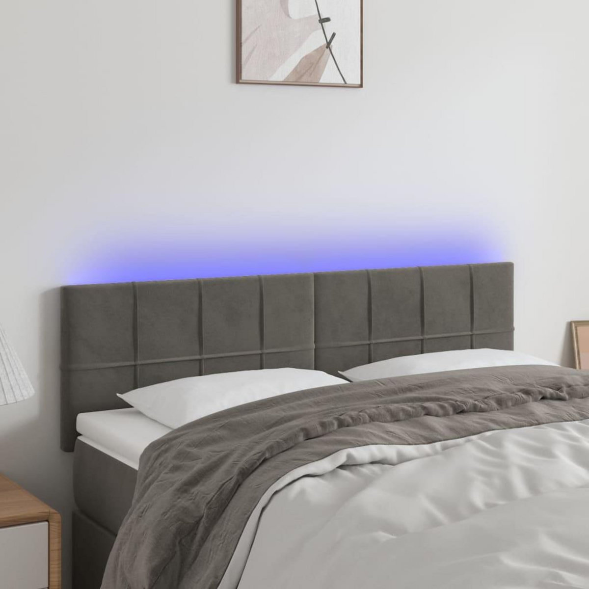 VIDAXL Tete de lit a LED Gris fonce 144x5x78/88 cm Velours