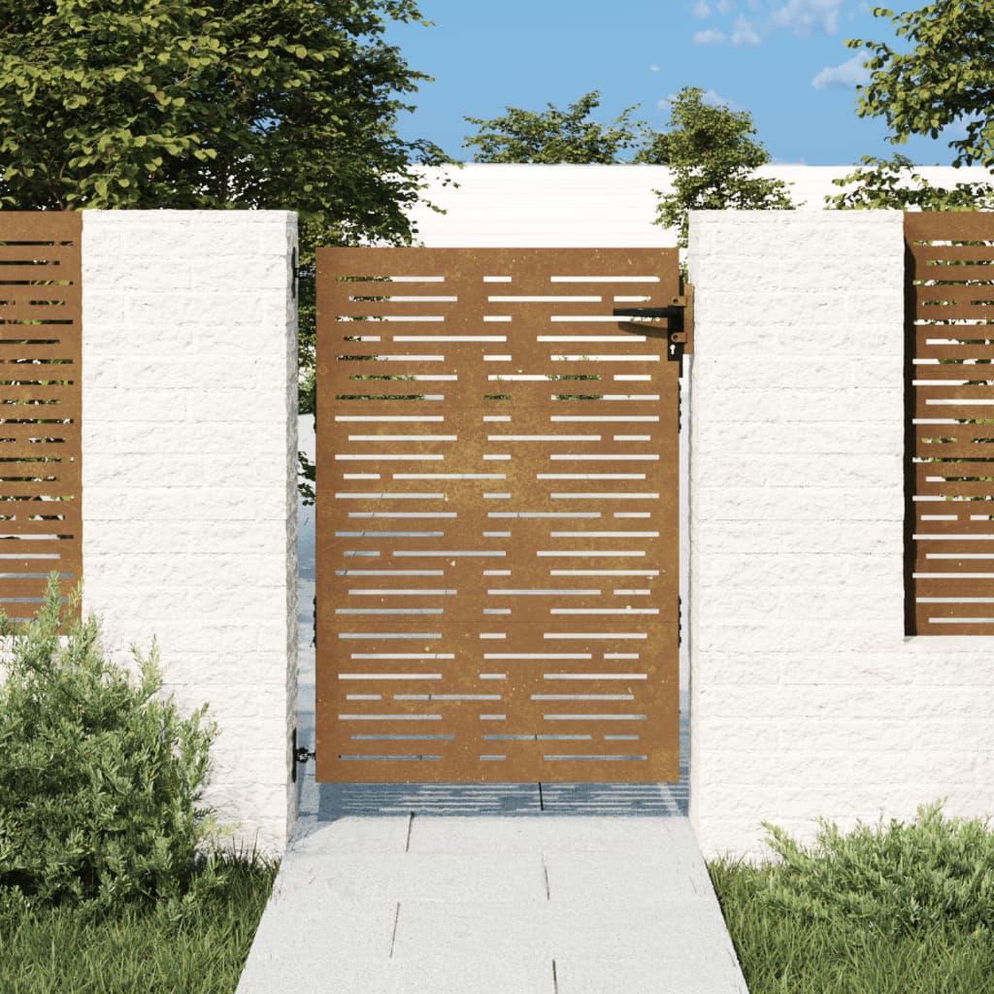 VIDAXL Portail de jardin 85x150 cm acier corten conception de carre