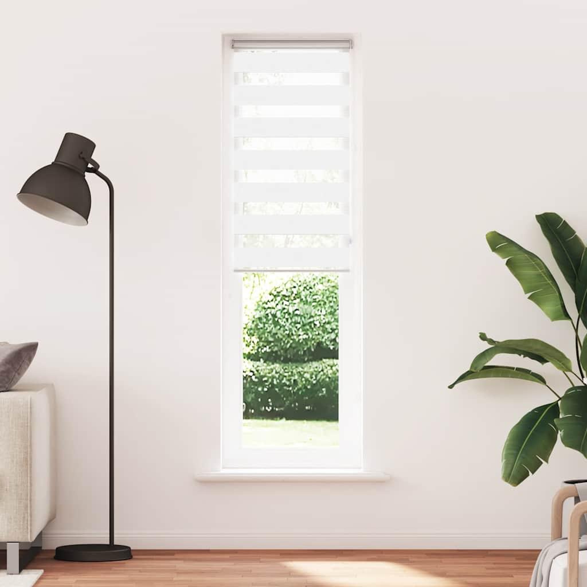 Voir la diapositive 2 : VIDAXL Store zebre blanc 55x200 cm largeur du tissu 50,9 cm polyester