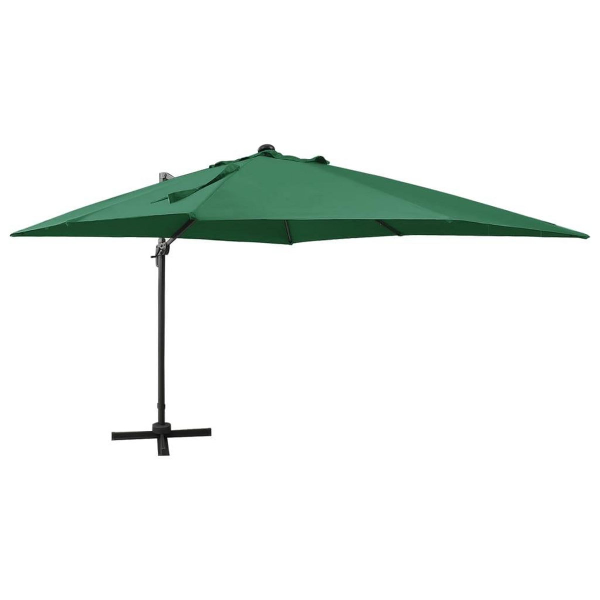 VIDAXL Parasol de jardin en porte-a-faux et mat et lumieres LED vert