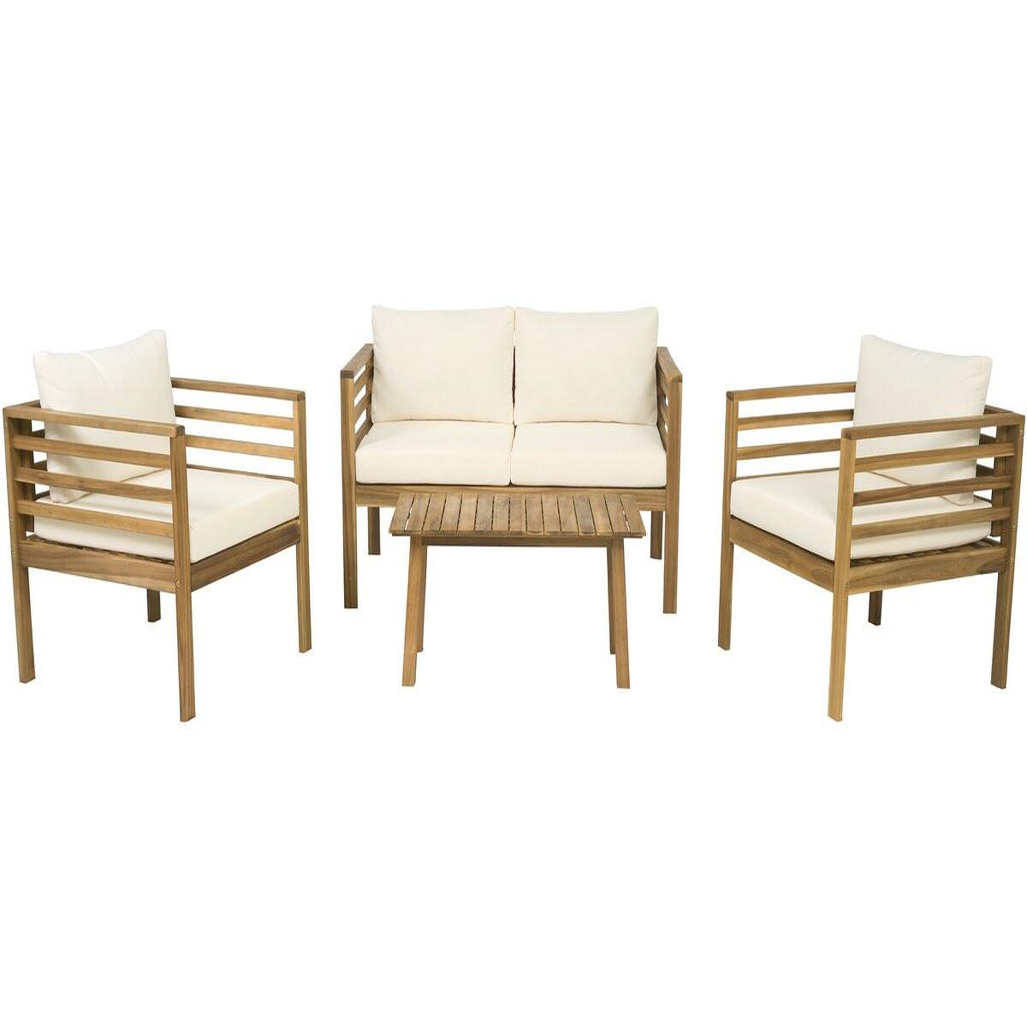 Habitat et Jardin Salon de jardin en bois avec coussins inclus  beckham  - 4 places - beige
