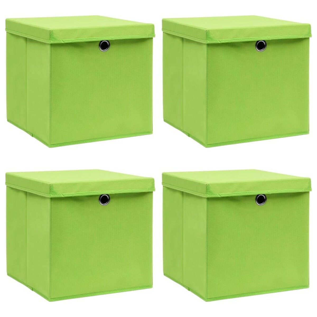 VIDAXL Boîtes de rangement avec couvercles 4 pcs Vert 32x32x32cm Tissu