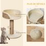 Voir la diapositive 6 : PAWHUT Arbre à chat griffoir 2 niveaux H. 49 cm - poteau sisal, plateforme observation, jeu de boule suspendue - jute polyester beige