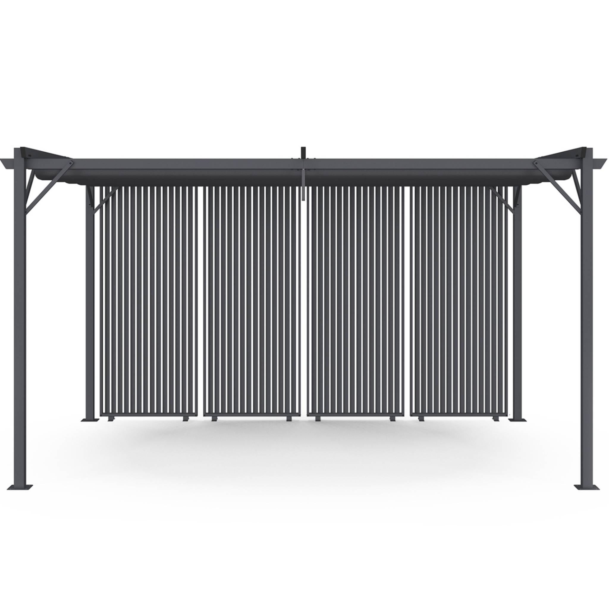 Voir la diapositive 3 : ID MARKET Pergola édition collector persiennes verticales toit rétractable 3x4 m 4 pans modulables gris anthracite